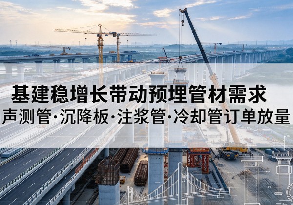 新和基建稳增长带动预埋监测管材需求，声测管、沉降板、注浆管订单持续放量